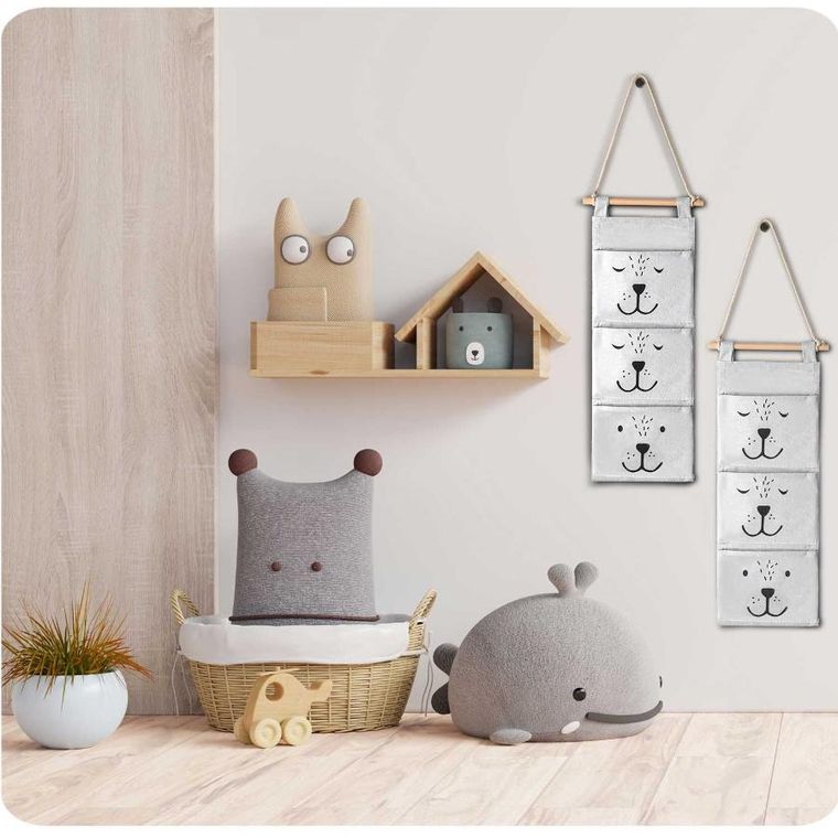 Nukido, organizer wiszący na zabawki, szary