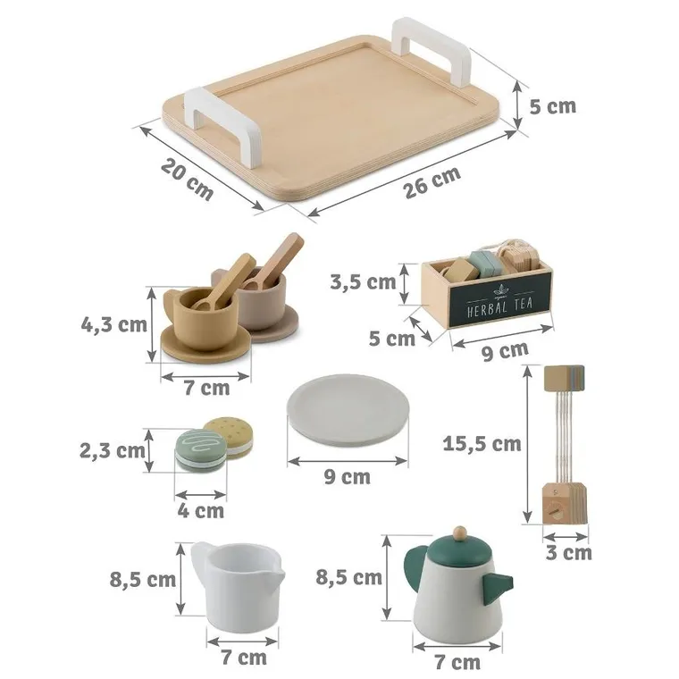 Nukido, zestaw do herbaty, drewniany