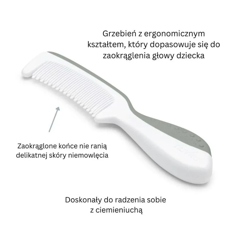 Nuvita, zestaw na ciemieniuchę: szczotka i grzebień, naturalne włosie, powder blue