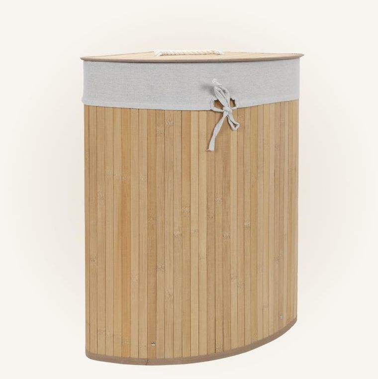 Nuxio, Arco, narożny kosz na pranie, bambus, 60l