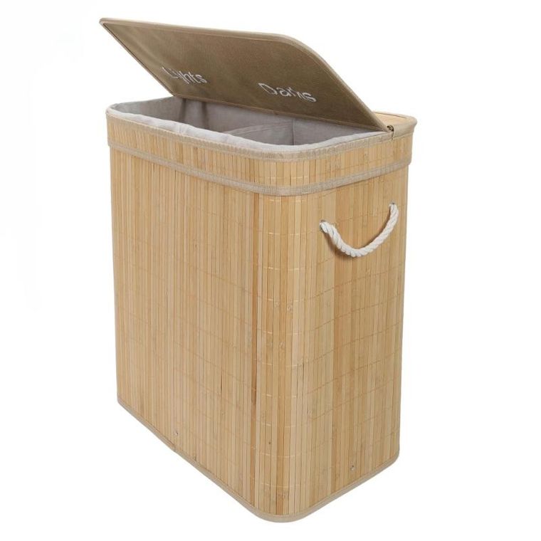 Nuxio, Arvi, bambusowy kosz na pranie, 2-komorowy, 100l