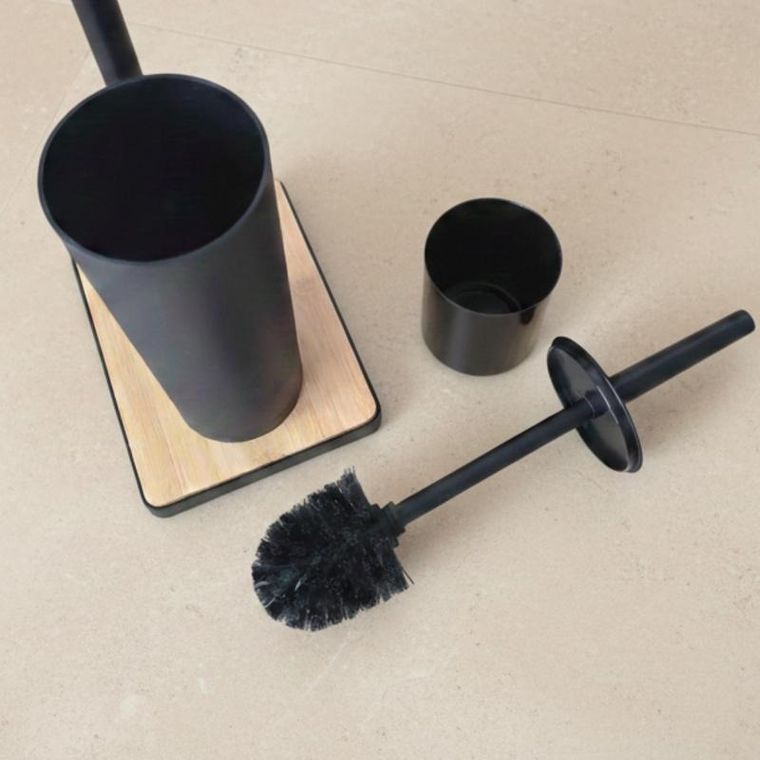 Nuxio, Ivlo, szczotka do WC z uchwytem na papier toaletowy i bambusową podstawką, 65 cm