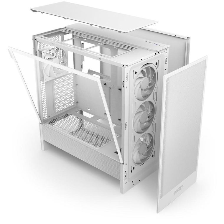 NZXT, H5 Flow, obudowa komputerowa, z oknem, RGB MIDI TOWER, biała