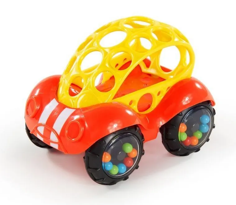 Oball, autko niemowlęce, pojazd z grzechotką, czerwony
