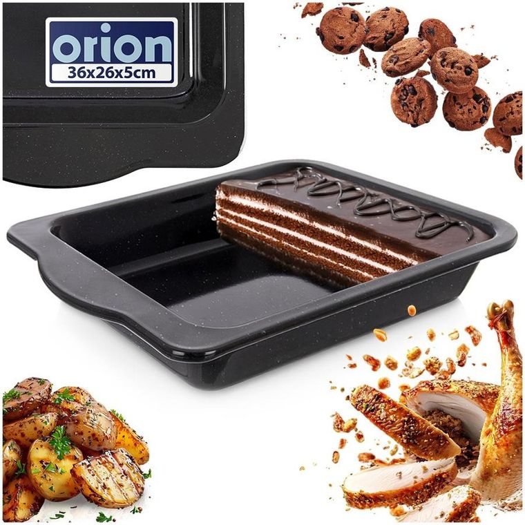 Orion, blacha do pieczenia, emaliowana, prostokątna, głęboka, 36-26-5 cm