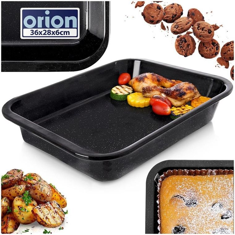 Orion, blacha do pieczenia, emaliowana, prostokątna, głęboka, 36-28-6 cm