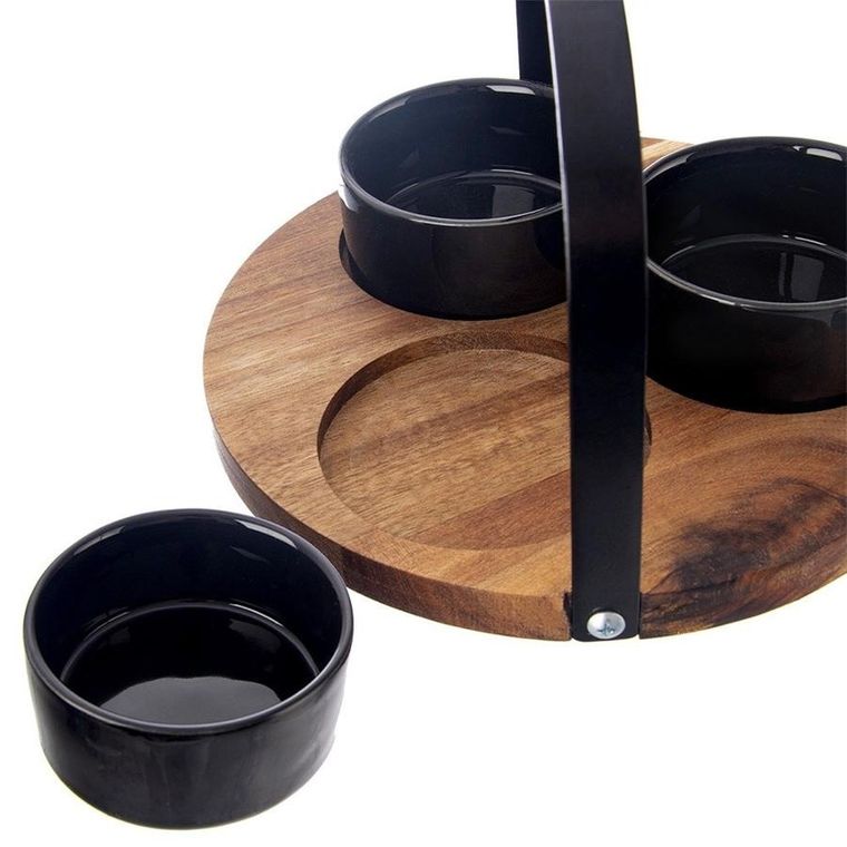 Orion, Black, miseczki na przekąski ceramiczne, 130 ml, 4 szt.