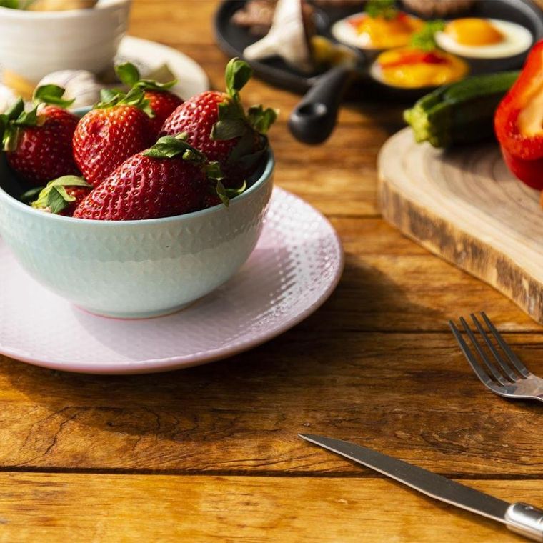 Orion, ceramiczny talerz obiadowy, płytki, niebieski, Relief, 27 cm