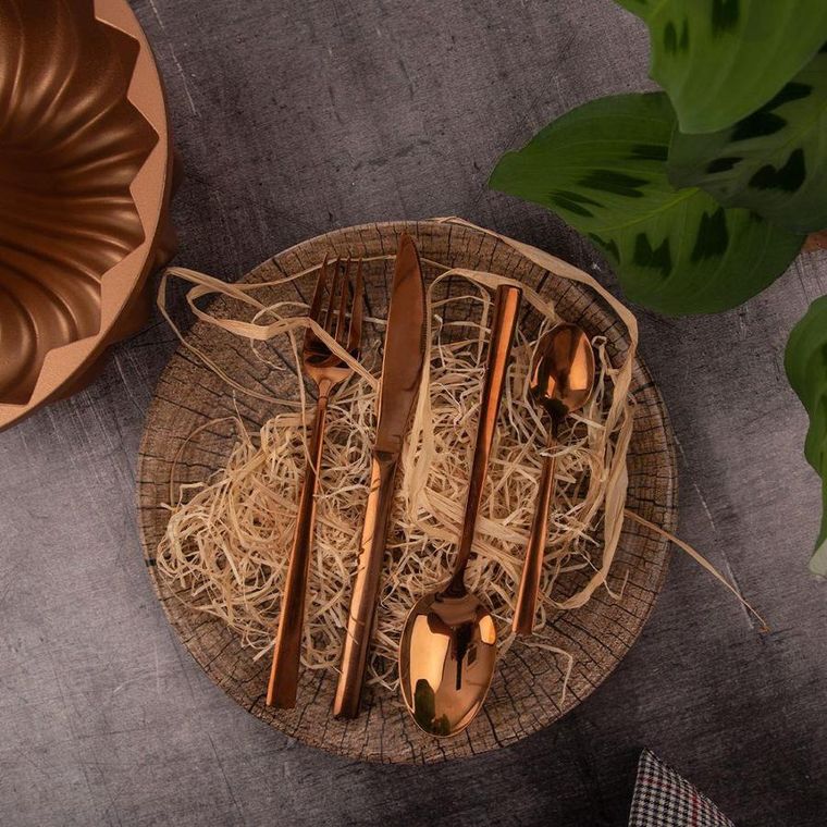 Orion, Copper, sztućce nierdzewne, miedziane luksusowe, 24 elementy