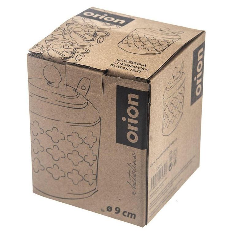 Orion, cukierniczka porcelanowa z łyżeczką i pokrywką bambusową, 11,5 cm