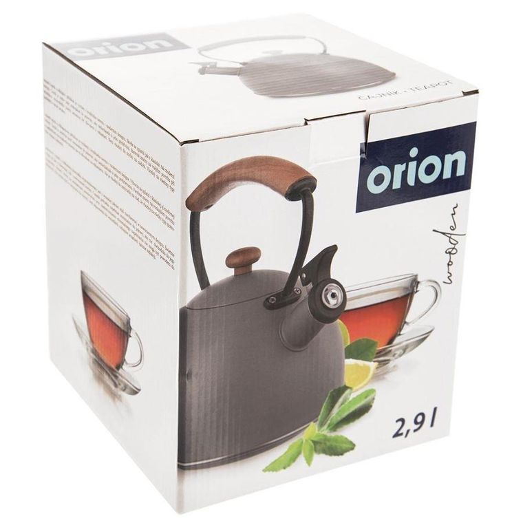 Orion, czajnik stalowy z gwizdkiem, szary, Wooden, 2,9l
