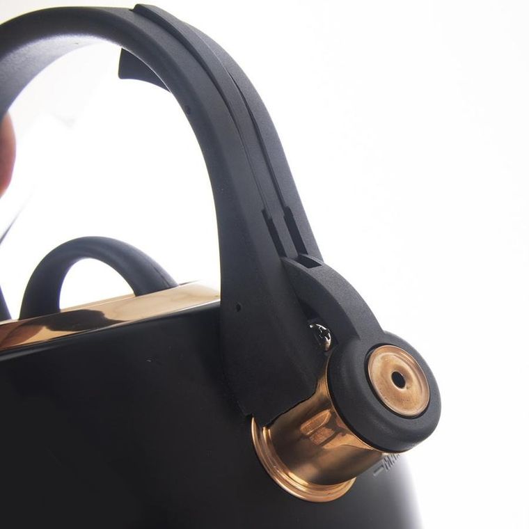 Orion, czajnik z gwizdkiem, stalowy, czarny złoty, 3 l