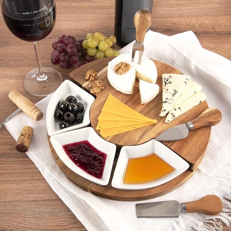Orion, deska do serów z nożami i miseczkami, 7 elementów