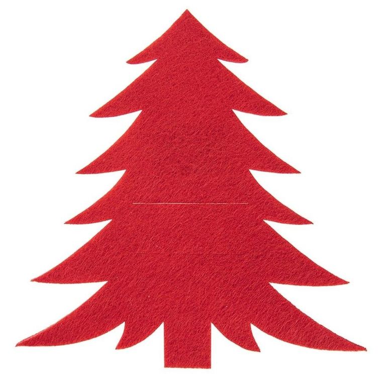 Orion, etui na sztućce, filcowy, choinka, czerwony, 2 szt.