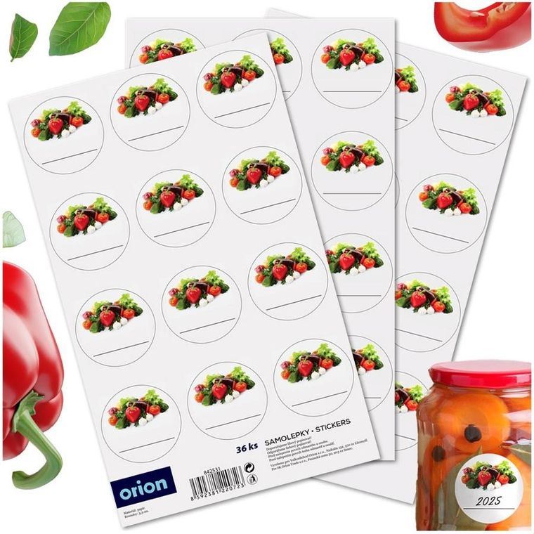 Orion, etykiety samoprzylepne na słoiki, 36 szt.