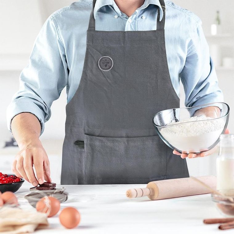 Orion, fartuch kuchenny, bawełniany, wiązany, szary