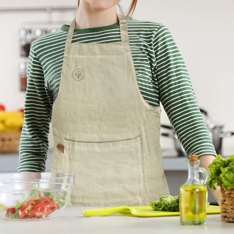 Orion, fartuch kuchenny, bawełniany, wiązany, zielony