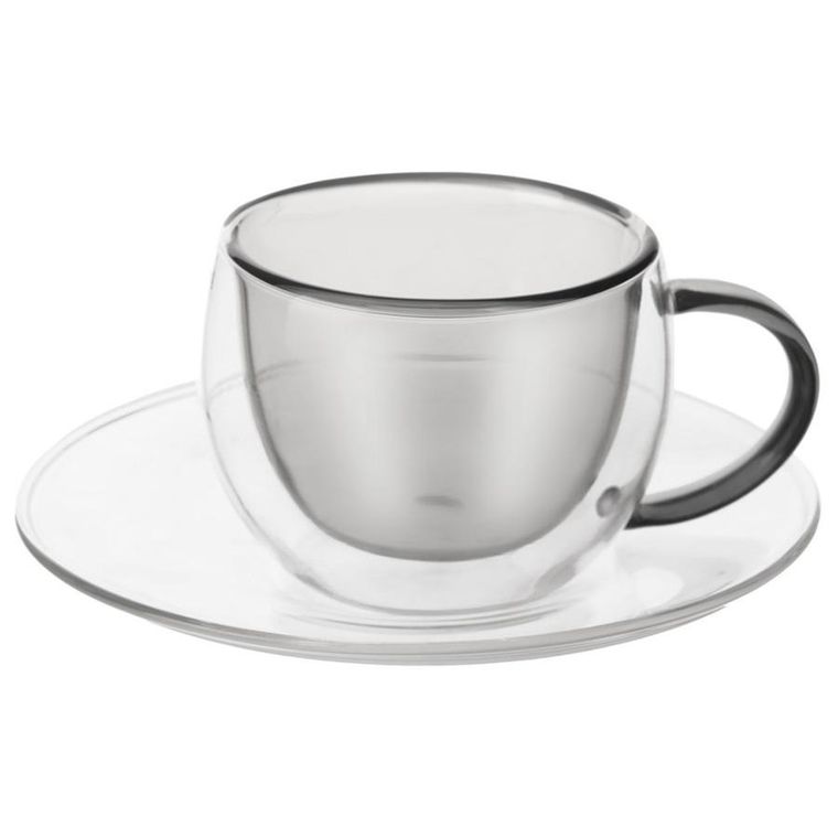 Orion, filiżanki termiczne ze spodkiem z podwójną ścianką, do kawy espresso, Double, 90 ml, 2 szt.