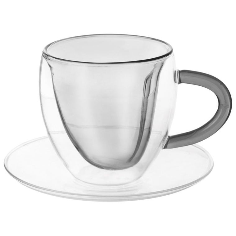 Orion, filiżanki termiczne ze spodkiem z podwójną ścianką, do kawy i herbaty, Double, 160 ml, 2 szt.