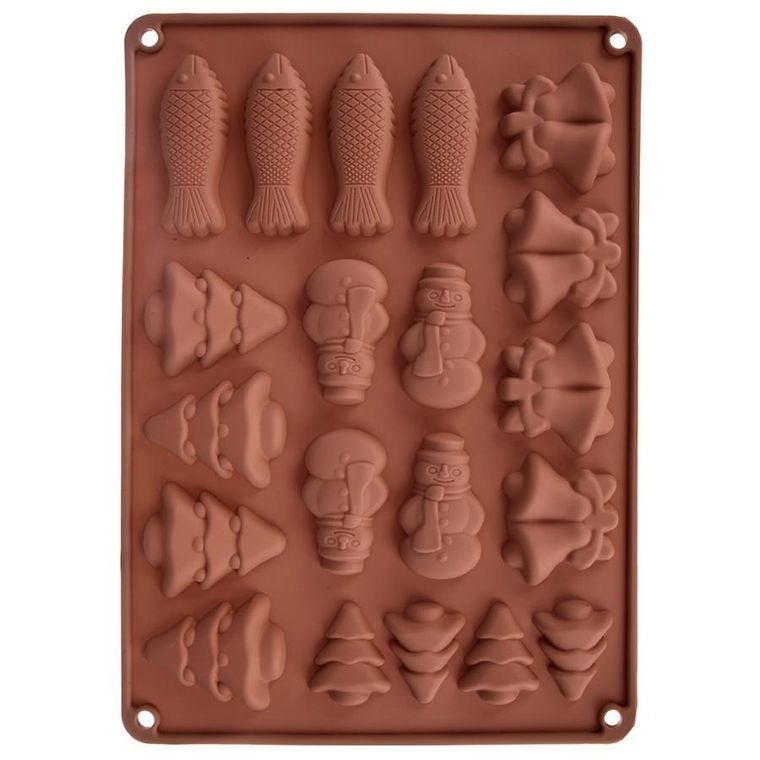 Orion, forma do ciastek i pralin, silikonowa, brązowa, 34-24,5-1 cm