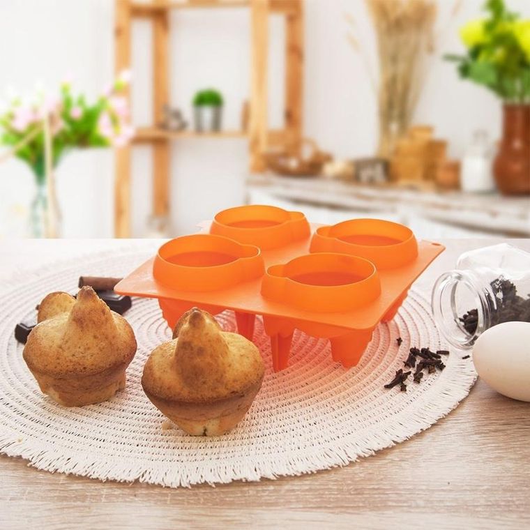 Orion, forma do ciastek i pralin, silikonowa, pomarańczowa kurka