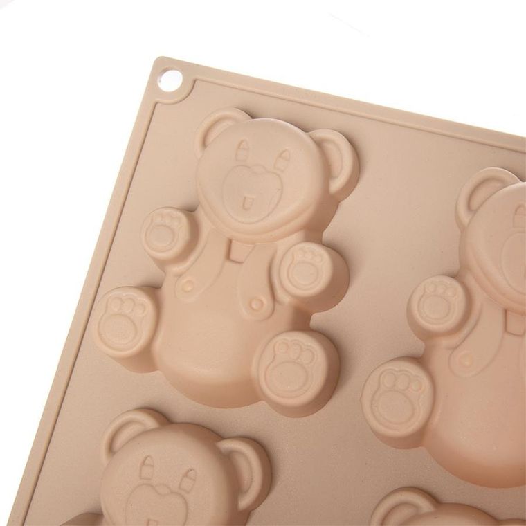 Orion, forma do ciastek muffinek silikonowa, beżowa, misie, 30-17,5-2 cm