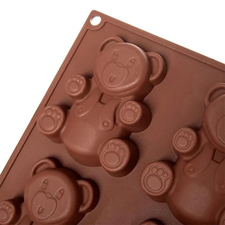 Orion, forma do ciastek muffinek silikonowa, brązowa, misie, 30-17,5-2 cm