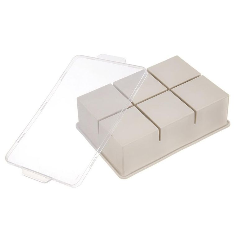 Orion, forma do kostek lodu z pokrywką, silikonowa, beżowa XXL, 18.5-12-5 cm