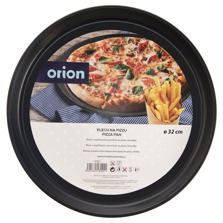 Orion, forma do pizzy perforowana, z powłoką teflonową, czarna, 32 cm