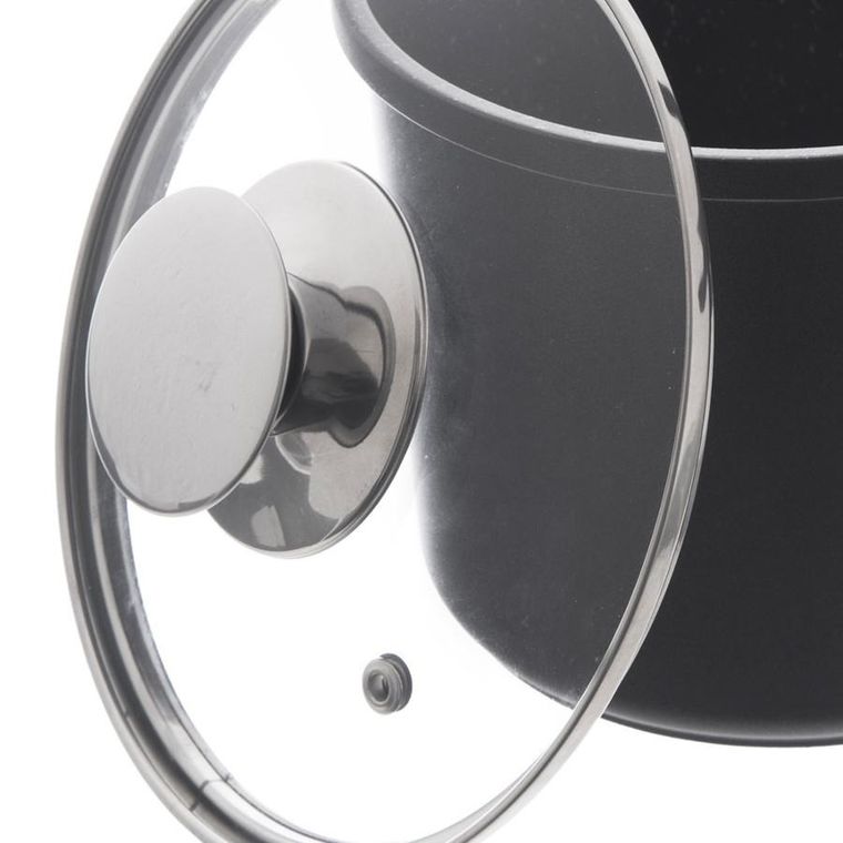 Orion, garnek granitowy ze szklaną pokrywką wysoki, Grande, 2 l