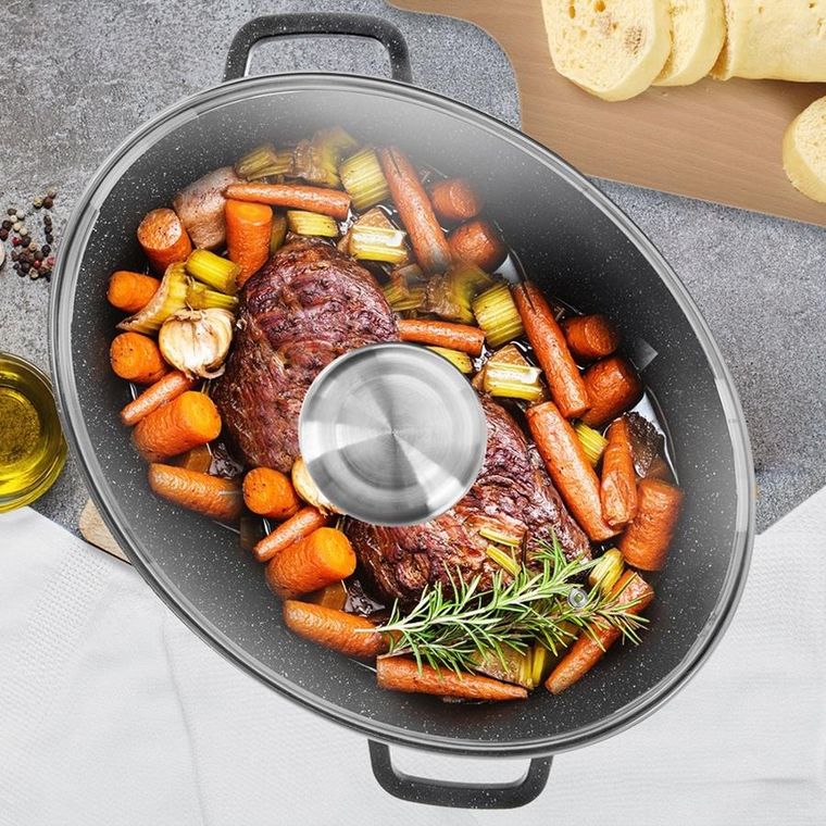 Orion, Grande, brytfanna granitowa z pokrywką, owalna, 12 l, 43,5-33,5 cm