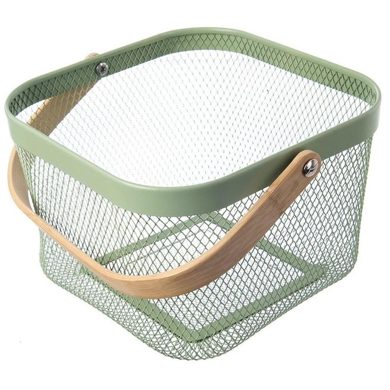 Orion, Greenish, koszyk do przechowywania, metalowy, zielony, 27-24,5-17,5 cm