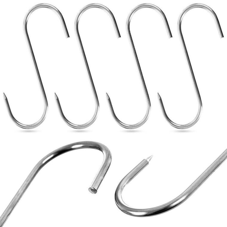 Orion, haczyk wędzarniczy, stalowy, 4 szt., 15-12 cm