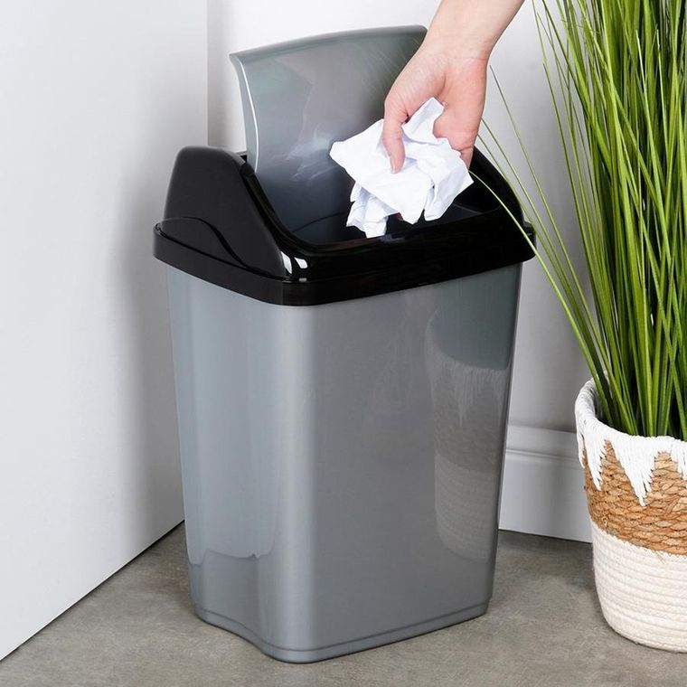 Orion, kosz na śmieci, plastikowy, szary, 16l