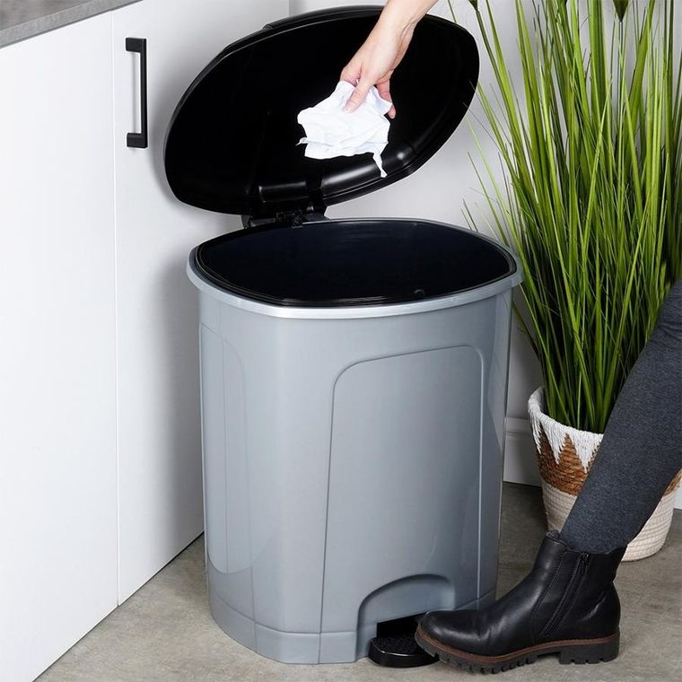 Orion, kosz na śmieci z pedałem plastikowy, szary, 50l