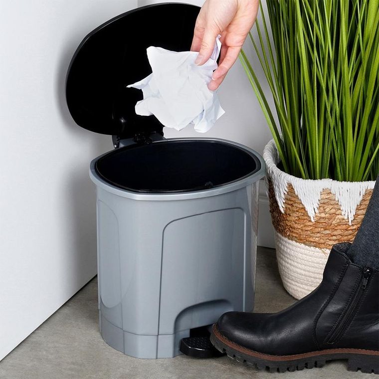 Orion, kosz na śmieci z pedałem plastikowy, szary, 5,5l