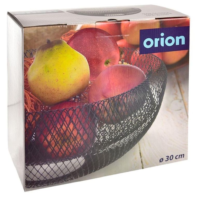 Orion, koszyk na owoce i warzywa, metalowy czarny, okrągła loft, 30 cm