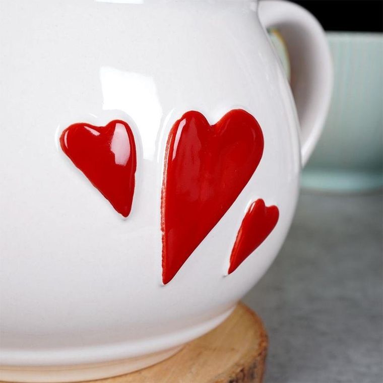 Orion, kubek ceramiczny, biały serce, 800 ml