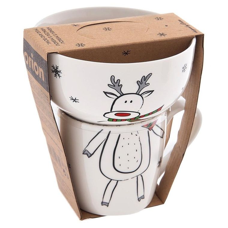 Orion, kubek z miseczką, porcelanowy, zestaw dla dziecka, 2 elementy