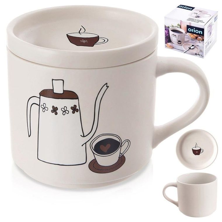 Orion, kubek z pokrywką porcelanowy, 420 ml