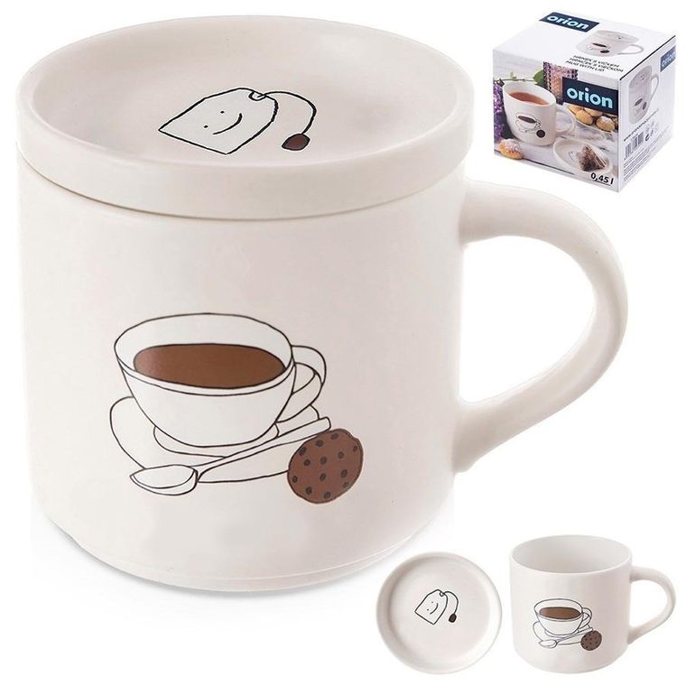 Orion, kubek z pokrywką porcelanowy, 420 ml