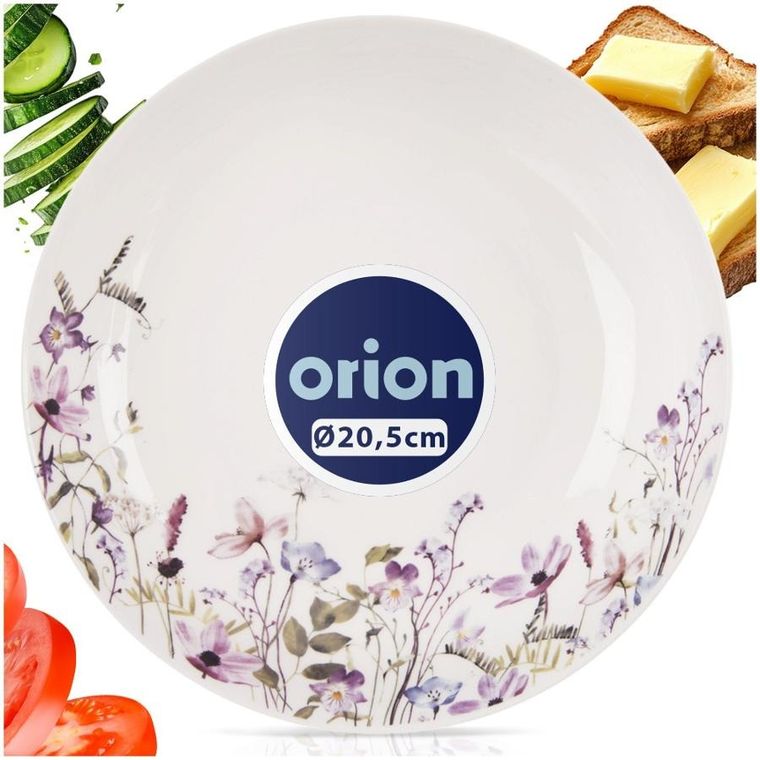 Orion, Louka, talerz obiadowy głęboki, porcelanowy, kwiaty, 20,5 cm