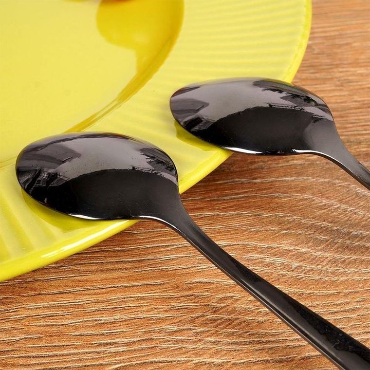 Orion, łyżeczka stalowa, czarna, 2 szt.