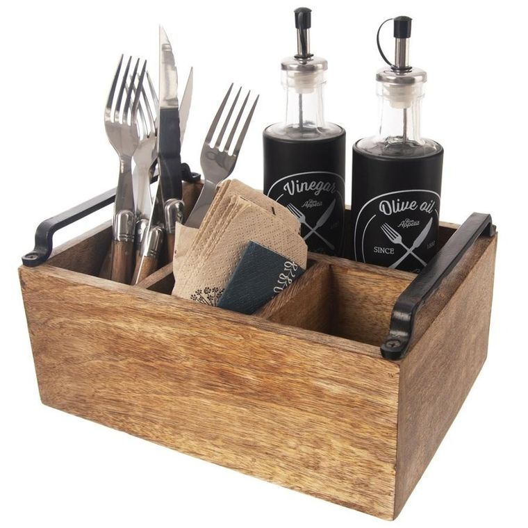 Orion, Mango, drewniany stojak na sztućce, sosy i przyprawy