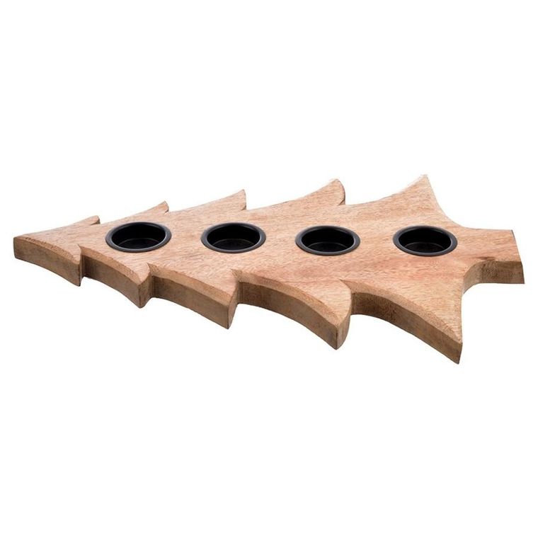 Orion, Mango, świecznik drewniany, na 4 świeczki, 40-27,5 cm