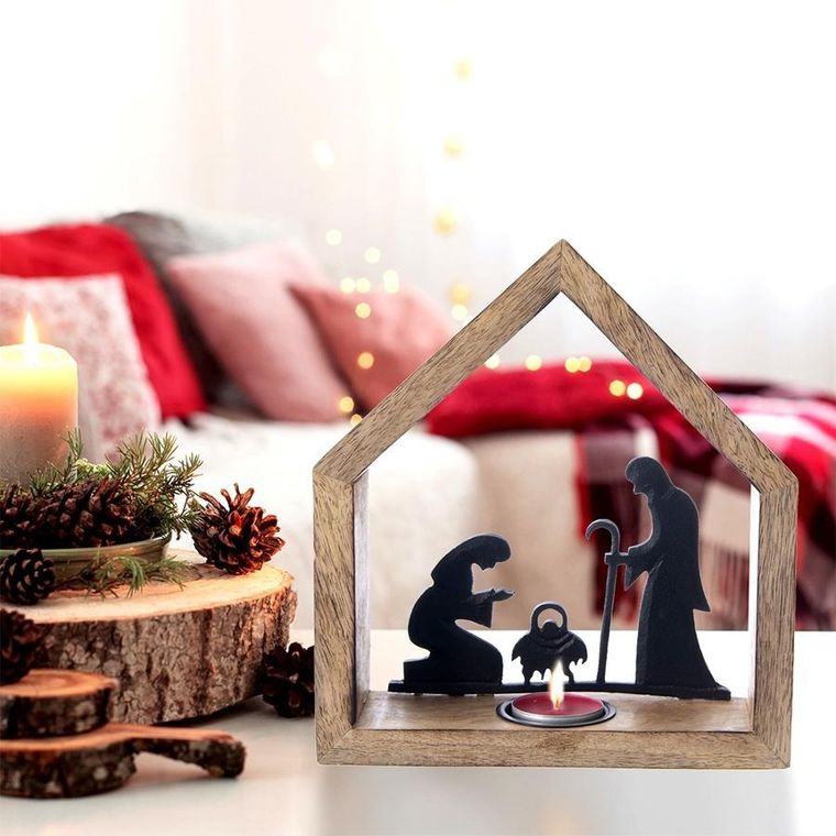 Orion, Mango, świecznik drewniany, szopka bożonarodzeniowa, 20-6-22 cm