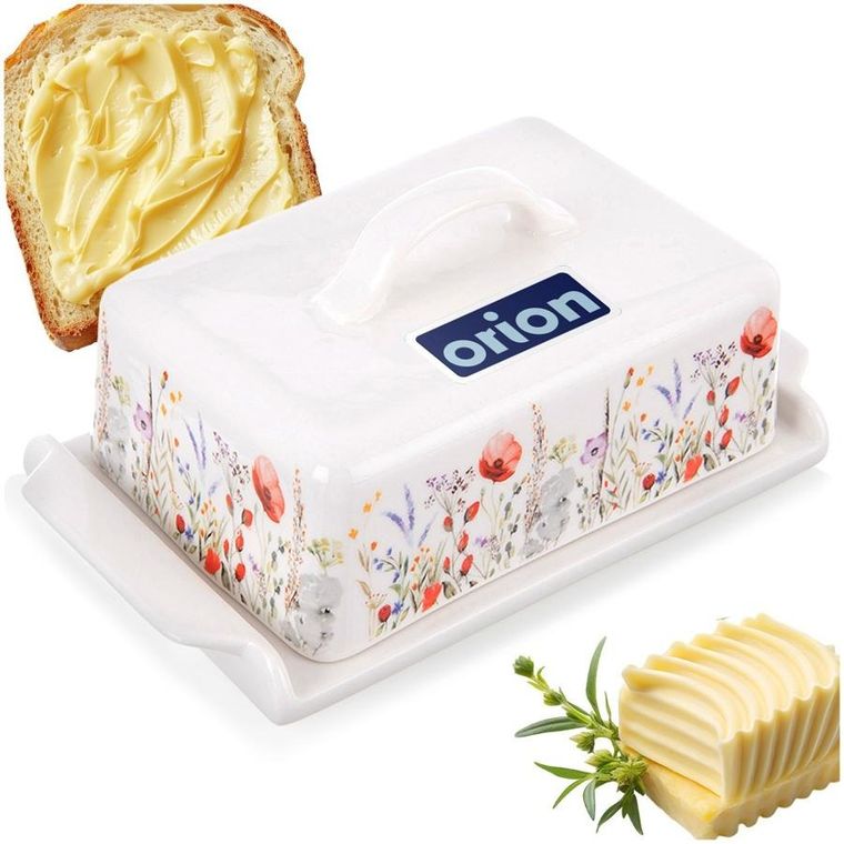 Orion, maselniczka, porcelanowa, maki, biała