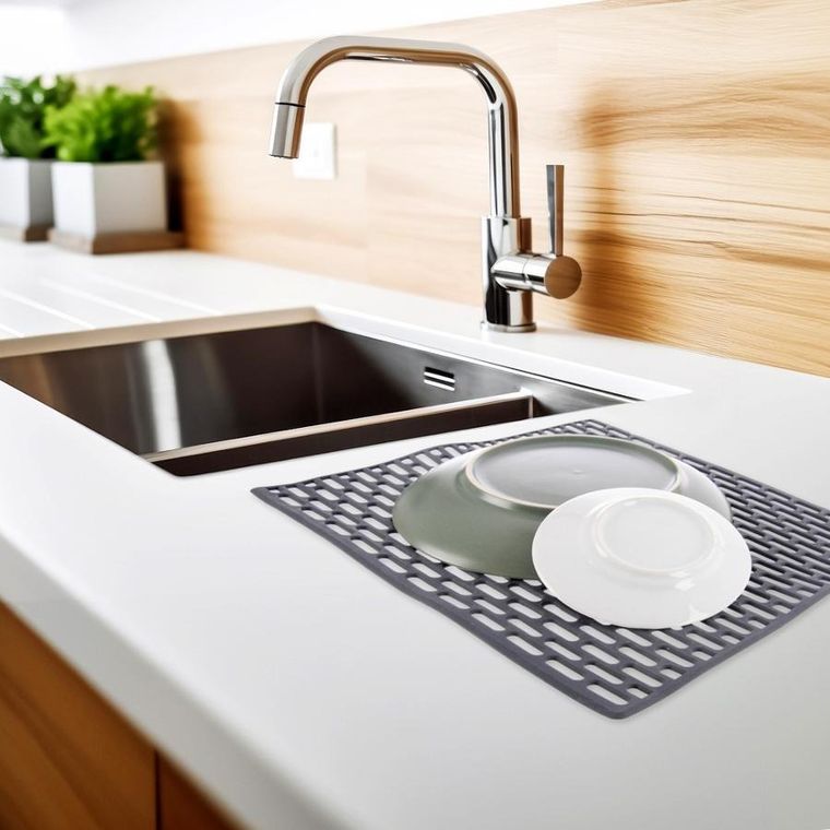 Orion, mata do zlewu, gumowa, szara, 33-28 cm