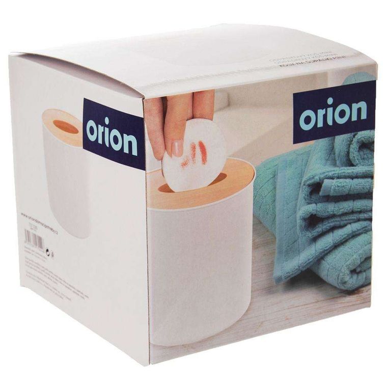 Orion, mini kosz łazienkowy z bambusową pokrywką, biały, 1,5l