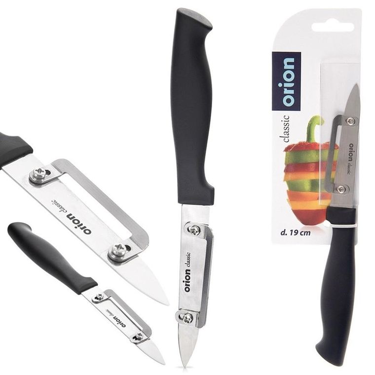 Orion, nóż do obierania obierak do owoców i warzyw, pionowy, stalowy, 19 cm